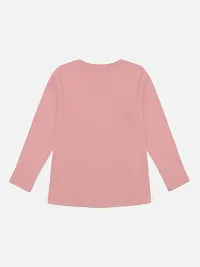 Stylish Pink Cotton Blend Printed Tee For Girls-thumb1