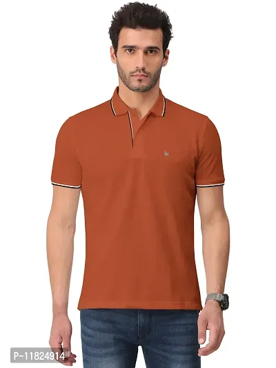 Trendy Orange Solid Half Sleeve Collar Neck / Polo Tshirts for Men