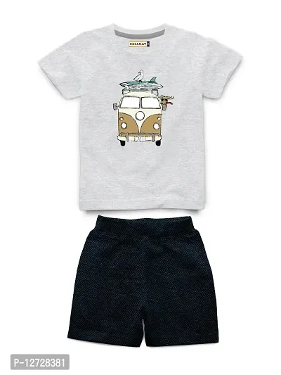 Stylish Fancy Cotton Blend Printed T-Shirts With Shorts For Boys-thumb0