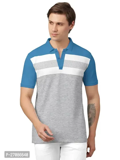 Stylish Cotton Blend Colourblocked T-Shirt For Men