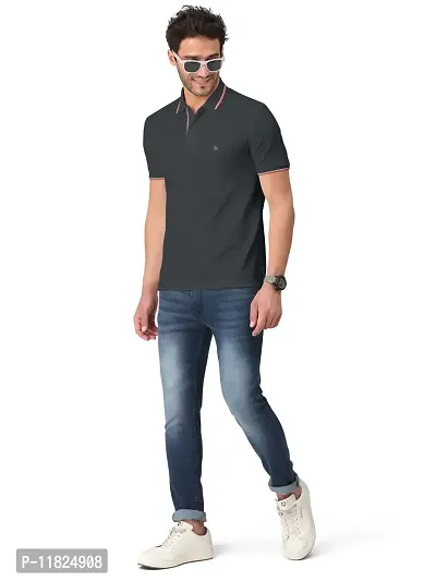 Trendy Grey Solid Half Sleeve Collar Neck / Polo Tshirts for Men-thumb4