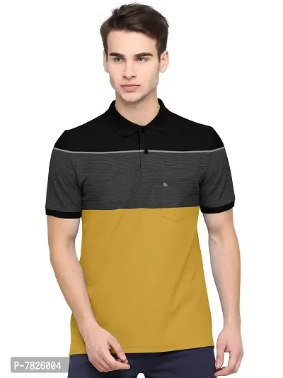 BULLMER Mens Regular Fit Striped Cotton Polo Tshirt/Collared Tshirt-thumb0