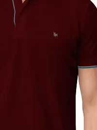 Trendy Maroon Solid Half Sleeve Collar Neck / Polo Tshirts for Men-thumb4