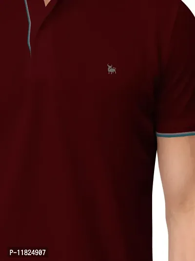 Trendy Maroon Solid Half Sleeve Collar Neck / Polo Tshirts for Men-thumb5