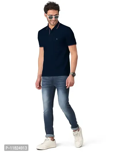 Trendy Navy Blue Solid Half Sleeve Collar Neck / Polo Tshirts for Men-thumb4