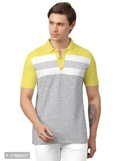 Stylish Cotton Blend Colourblocked T-Shirt For Men