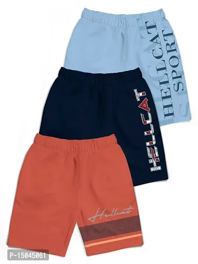 Elegant Multicoloured Cotton Blend Printed Shorts For Boys Pack Of 3