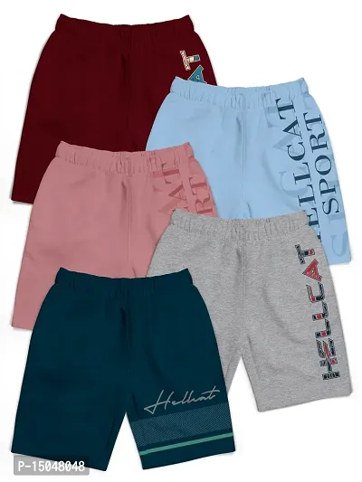 Fabulous Multicoloured Cotton Blend Printed Regular Shorts For Girls Pack Of 5-thumb0