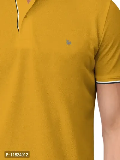 Trendy Yellow Solid Half Sleeve Collar Neck / Polo Tshirts for Men-thumb5