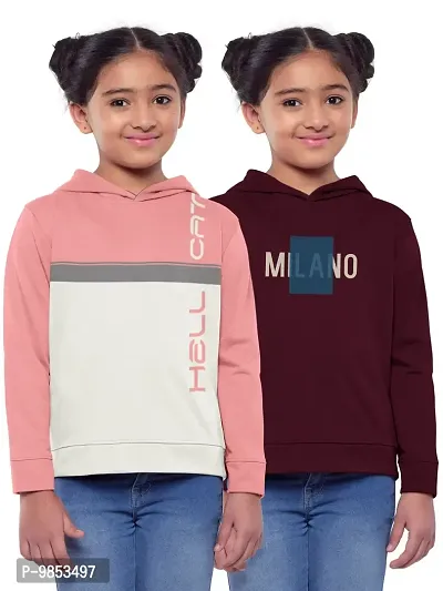 Stylish Fancy Multicoloured Cotton Blend Printed Sweatshirts Combo For Girls Pack Of 2