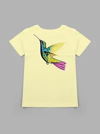 Stylish Yellow Cotton Blend Printed Tee For Girls-thumb1