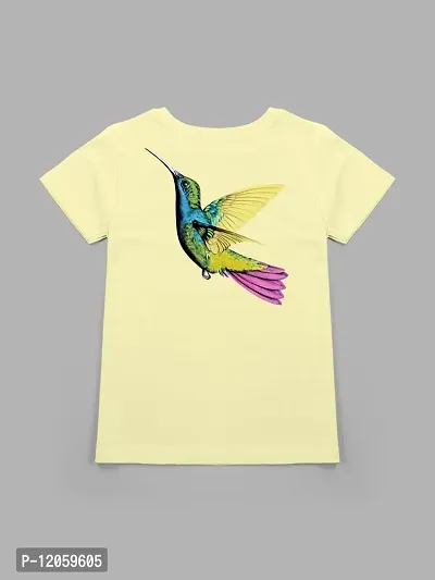 Stylish Yellow Cotton Blend Printed Tee For Girls-thumb2