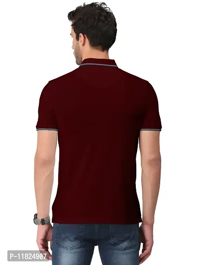 Trendy Maroon Solid Half Sleeve Collar Neck / Polo Tshirts for Men-thumb2