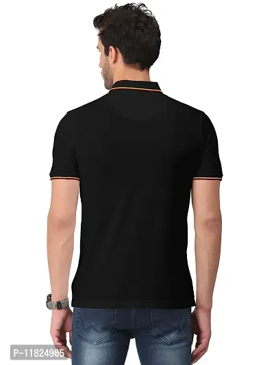 Trendy Black Solid Half Sleeve Collar Neck / Polo Tshirts for Men-thumb2