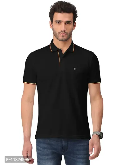Trendy Black Solid Half Sleeve Collar Neck / Polo Tshirts for Men-thumb0