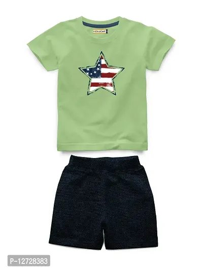 Stylish Fancy Cotton Blend Printed T-Shirts With Shorts For Boys