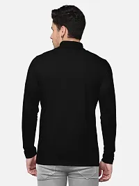 Reliable Black Cotton Blend Solid High Neck Tees For Men-thumb1