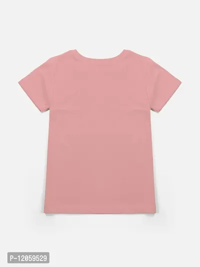 Stylish Pink Cotton Blend Printed Tee For Girls-thumb2