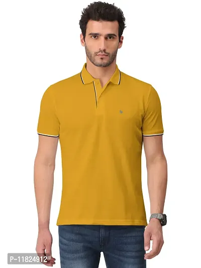 Trendy Yellow Solid Half Sleeve Collar Neck / Polo Tshirts for Men-thumb0