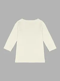 Stylish Off White Cotton Blend Printed Tee For Girls-thumb1