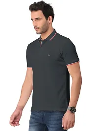 Trendy Grey Solid Half Sleeve Collar Neck / Polo Tshirts for Men-thumb2