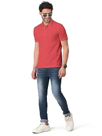 Trendy Red Solid Half Sleeve Collar Neck / Polo Tshirts for Men-thumb3