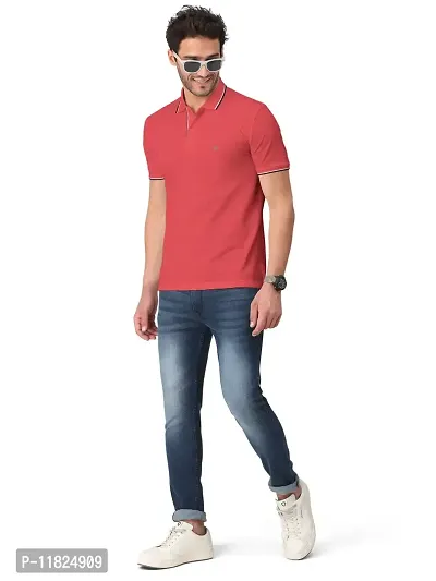 Trendy Red Solid Half Sleeve Collar Neck / Polo Tshirts for Men-thumb4