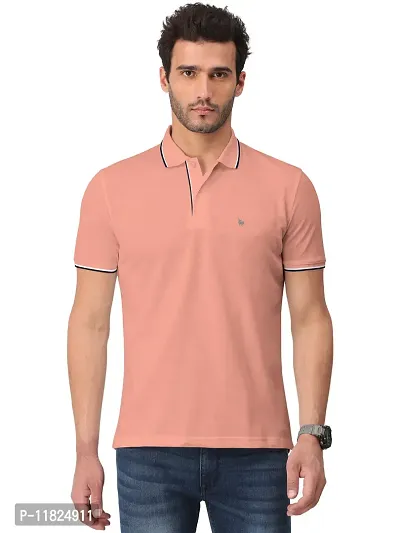 Trendy Peach Solid Half Sleeve Collar Neck / Polo Tshirts for Men