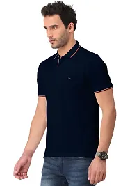 Trendy Navy Blue Solid Half Sleeve Collar Neck / Polo Tshirts for Men-thumb2