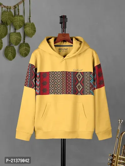 Beautiful Mustard Colourblocked Cotton Blend Hoodie Sweatshirt For Boys