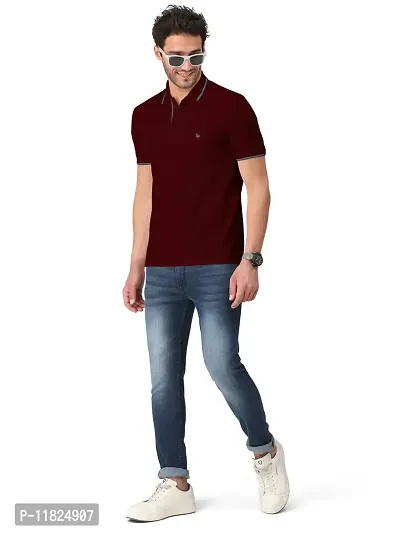 Trendy Maroon Solid Half Sleeve Collar Neck / Polo Tshirts for Men-thumb4