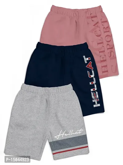Elegant Multicoloured Cotton Blend Printed Shorts For Boys Pack Of 3