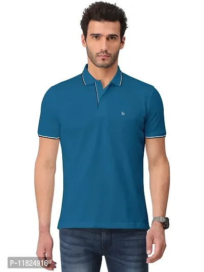 Trendy Turquoise Solid Half Sleeve Collar Neck / Polo Tshirts for Men