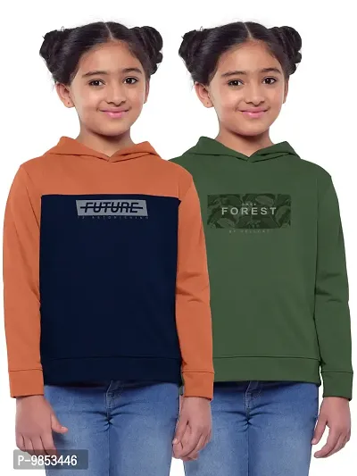 Stylish Fancy Multicoloured Cotton Blend Printed Sweatshirts Combo For Girls Pack Of 2