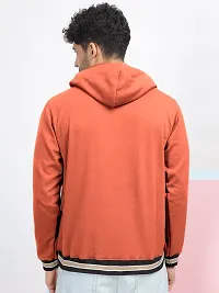 Classic Orange Trendy Printed Fleece Hoodie Sweatshirt for Men-thumb2
