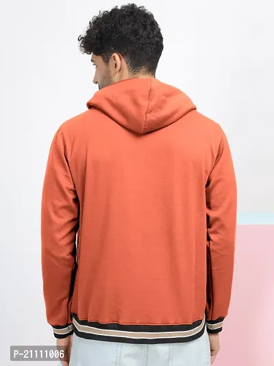 Classic Orange Trendy Printed Fleece Hoodie Sweatshirt for Men-thumb3