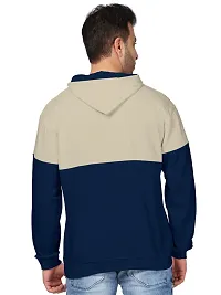 BULLMER Mens Regular Fit Brushed Fleece Printed Hooded Sweatshirts - Dark Blue-thumb1