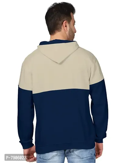 BULLMER Mens Regular Fit Brushed Fleece Printed Hooded Sweatshirts - Dark Blue-thumb2