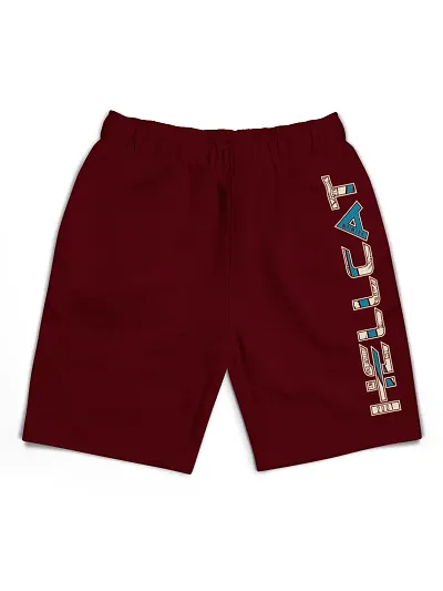 Fabulous Maroon Cotton Blend Printed Regular Shorts For Girls