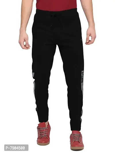 Black Cotton Track Pants For Men-thumb2