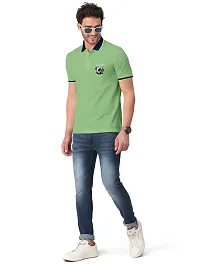 Elegant Green Cotton Blend Printed Polos For Men-thumb3