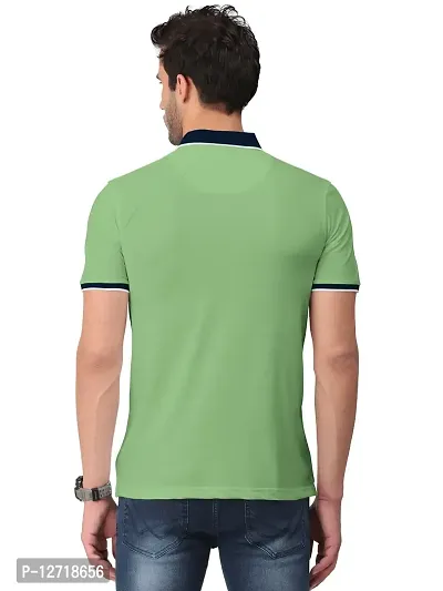 Elegant Green Cotton Blend Printed Polos For Men-thumb2