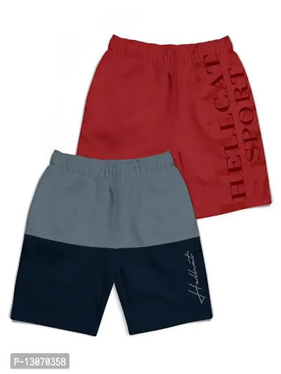 Elegant Maroon Cotton Blend Printed Shorts For Boys Combo Of 2-thumb0