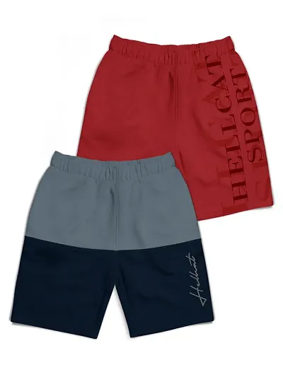 Cotton Blend Printed Shorts For Boys Combo Of 2