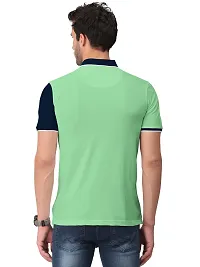 Elegant Green Cotton Blend Colourblocked Polos For Men-thumb1