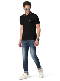Trendy Black Solid Half Sleeve Collar Neck / Polo Tshirts for Men-thumb3