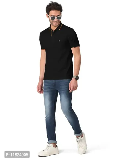 Trendy Black Solid Half Sleeve Collar Neck / Polo Tshirts for Men-thumb4