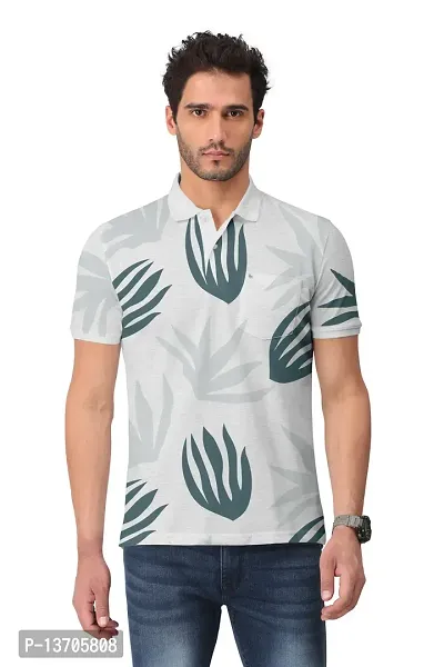 Stylish Fancy Cotton Blend Printed Polos T-Shirts For Men-thumb0