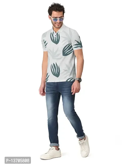 Stylish Fancy Cotton Blend Printed Polos T-Shirts For Men-thumb4