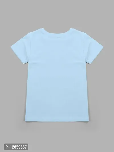 Stylish Blue Cotton Blend Printed Tee For Girls-thumb2